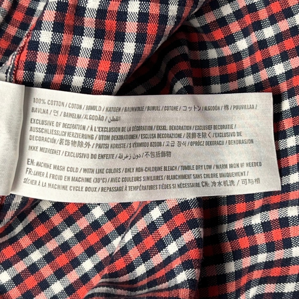 Retro Abercrombie Fitch Men M Red Navy White Gingham Plaid Button Cotton Y2K - Picture 5 of 8
